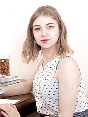 Kristinka strips naked while at the office